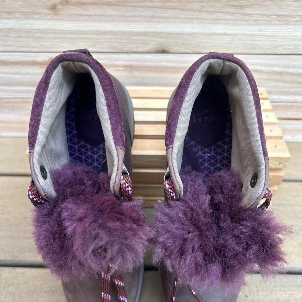 Brown and Purple Leather Dansko Chelsey Boot Hiking Boots w/ Faux Fur Lining - Picture 5 of 8